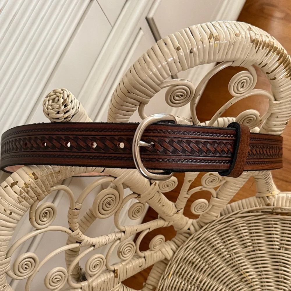 Genuine Leather Brown Belt with Silver Buckle - Picture 1 of 5